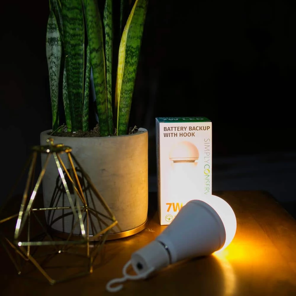 60-Watt Equivalent A19 Battery Backup with Hook LED Light Bulb Warm White (4-Pack) by Simply Conserve 4 60-Watt Equivalent A19 Battery Backup with Hook LED Light Bulb Warm White (4-Pack) by Simply Conserve - Image 4