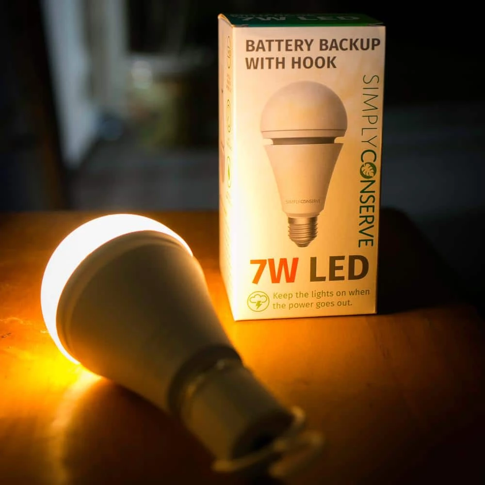60-Watt Equivalent A19 Battery Backup with Hook LED Light Bulb Warm White (4-Pack) by Simply Conserve 5 60-Watt Equivalent A19 Battery Backup with Hook LED Light Bulb Warm White (4-Pack) by Simply Conserve - Image 5
