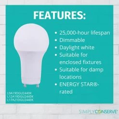 75-Watt Equivalent A19 Dimmable with GU24 Base CA CEC JA8 Compliant LED Light Bulb Cool White 4000K (50-Pack) by Simply Conserve 7 75-Watt Equivalent A19 Dimmable with GU24 Base CA CEC JA8 Compliant LED Light Bulb Cool White 4000K (50-Pack) by Simply Conserve -Flint Garden Online Store simply conserve led light bulbs l12a19dgu2440k 4f 1000