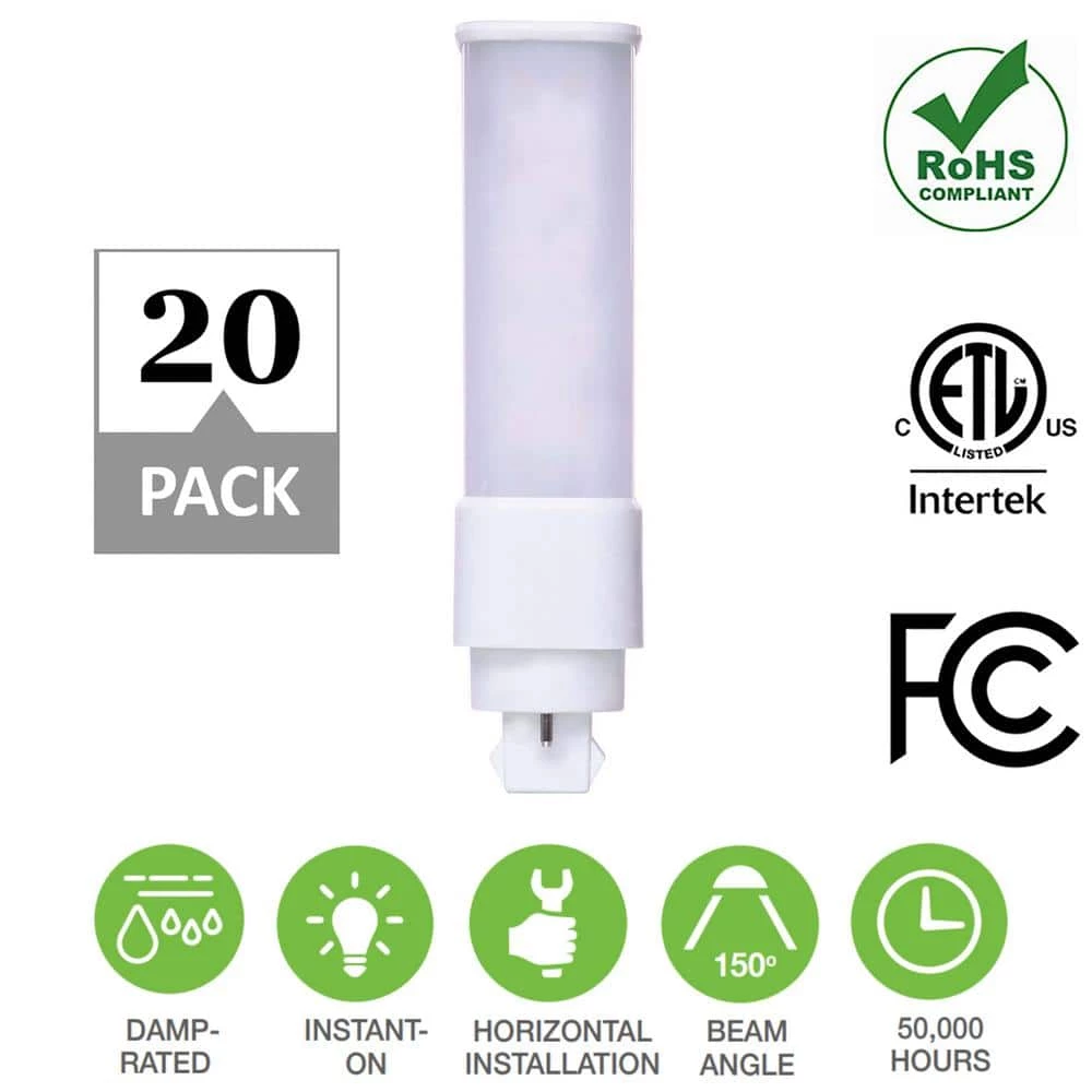 18-Watt Equivalent CFLNI Horizontal GX23-2 PL LED Light Bulb in Daylight (20-Pack) by Simply Conserve 2 18-Watt Equivalent CFLNI Horizontal GX23-2 PL LED Light Bulb in Daylight (20-Pack) by Simply Conserve - Image 2