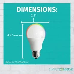 60-Watt Equivalent A19 ENERGY Smart Bluetooth LED Light Bulb 2700-6500 (K) with E26 Base Color Select No Hub (4-Pack by Simply Conserve -Flint Garden Online Store simply conserve led light bulbs l9wa19rgbwg2 4 1f 1000