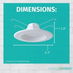 5/6 in. Smart Wi-Fi Plus BLE 12-Watt LED Recessed Downlight Retrofit (10-Pack) by Simply Conserve -Flint Garden Online Store simply conserve recessed lighting kits l12dl5 6 cct rgb wifi ble 10pk 1f 1000