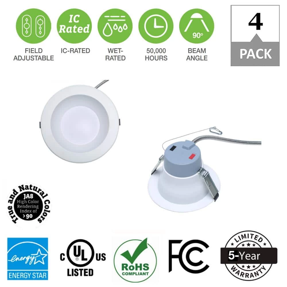 6 in. Selectable CCT and Selectable Wattage Integrated LED Recessed CEC Compliant Commercial Downlight (4-Pack) by Simply Conserve 2 6 in. Selectable CCT and Selectable Wattage Integrated LED Recessed CEC Compliant Commercial Downlight (4-Pack) by Simply Conserve - Image 2