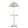 Catalina 63.5 in. White Outdoor Floor Lamp with Tray Table and Silver Linen Shade by Patio Living Concepts