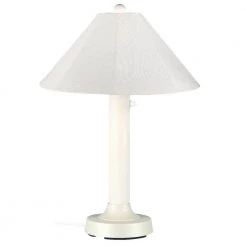 Seaside 34 in. Outdoor White Table Lamp with Natural Linen Shade by Patio Living Concepts