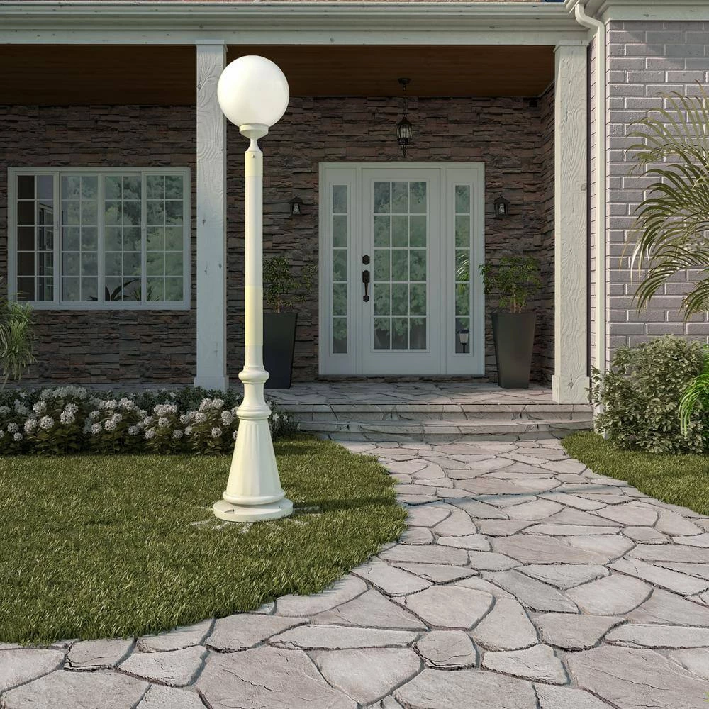European Single White Globe Plug-In Outdoor White Lantern Patio by Patio Living Concepts 2 European Single White Globe Plug-In Outdoor White Lantern Patio by Patio Living Concepts - Image 2