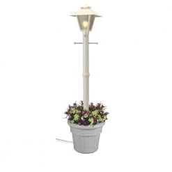 Cape Cod Plug-In Outdoor White Post Lantern with Planter by Patio Living Concepts