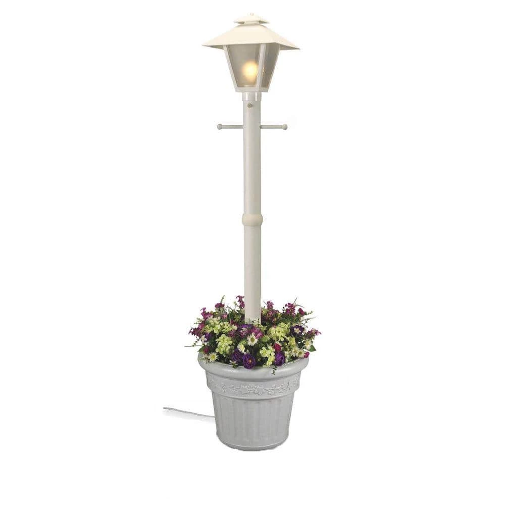 Cape Cod Plug-In Outdoor White Post Lantern with Planter by Patio Living Concepts 1 Cape Cod Plug-In Outdoor White Post Lantern with Planter by Patio Living Concepts
